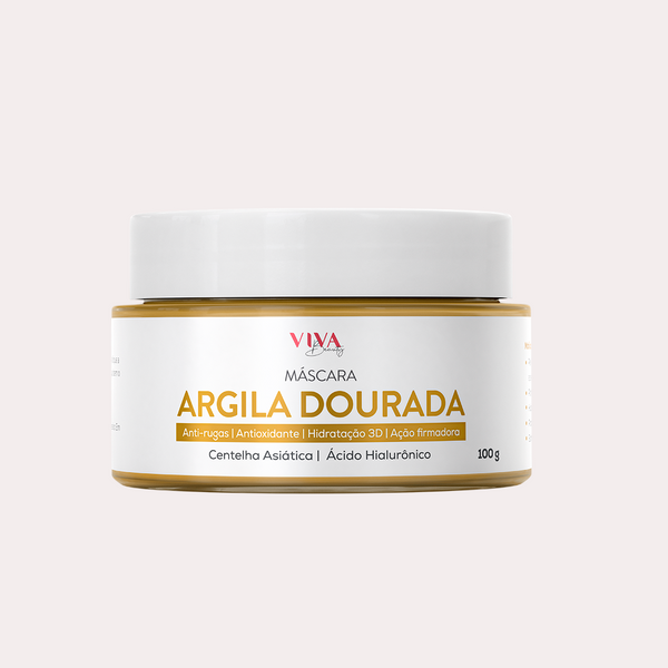 Máscara de argila dourada com ácido hialurônico